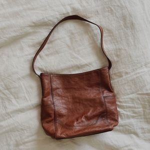 Frye Medium Hobo Tote Bag Cognac Brown Leather